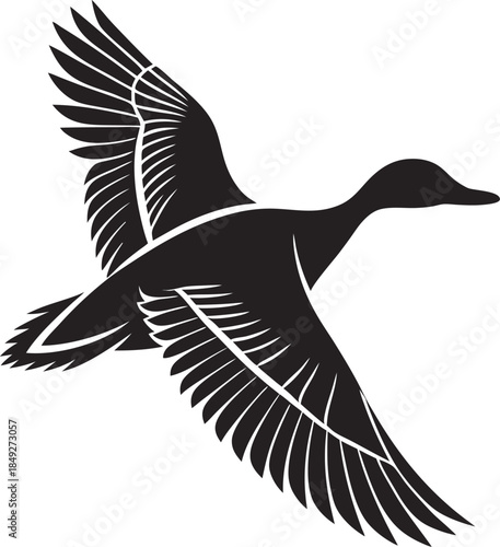 Flying Duck Silhouette Vector Illustration