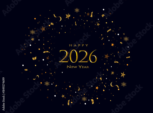 Happy New Year 2026. Design for Happy New Year 2026 celebration. Poster, card, banner. Vector illustration