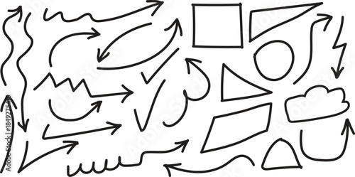 Hand drawn doodle shapes for graffiti street art poster design. Hand drawn thick heart and star symbols