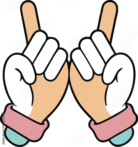 Two Retro Gloved Hands Making Pinky Swear Promise Gesture Vector