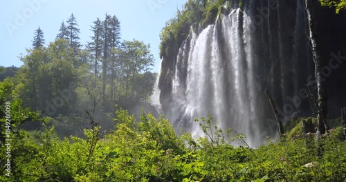 4K locked down stationary motion shot of Plitvice Lakes National Park which is one of the oldest and largest national parks in Croatia, UNESCO World Heritage listed, Lika-Senj County, Croatia, Europe