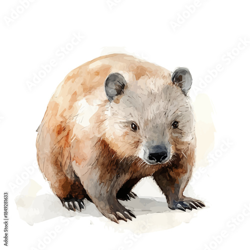 A vectorized, Hand-painted style, vector set available in EPS An Elegant watercolor painting design collection_Watercolor_style_painting_of_a_wombat_on_a_white