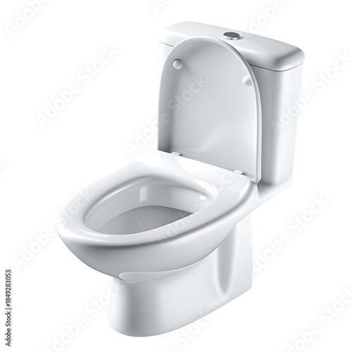 White ceramic toilet bowl with open lid isolated on a transparent background.PNG