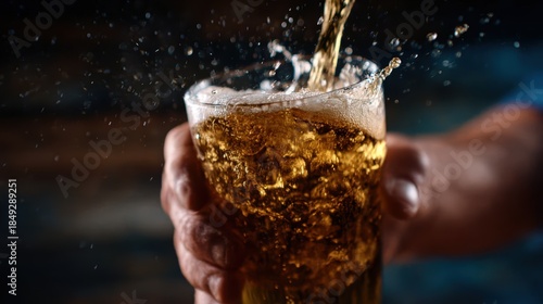 Wallpaper Mural A close-up image of a freshly poured fizzy drink splashing in a glass, capturing the refreshing essence and the joyful moment of indulgence in a cold beverage. Torontodigital.ca