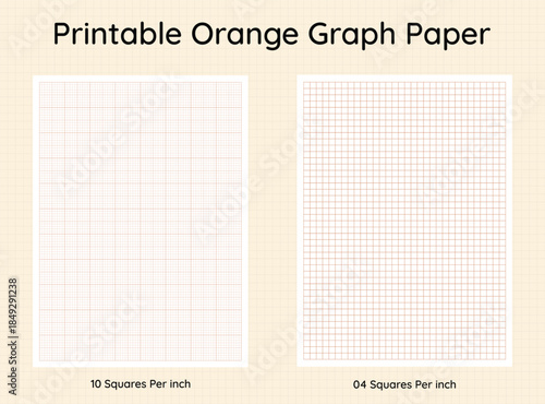 printable  Orange graph paper four, 4 , ten,  10, squares per inch, eps 10