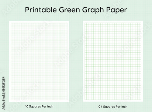 printable  green graph paper four, 4 , ten,  10, squares per inch, eps 10