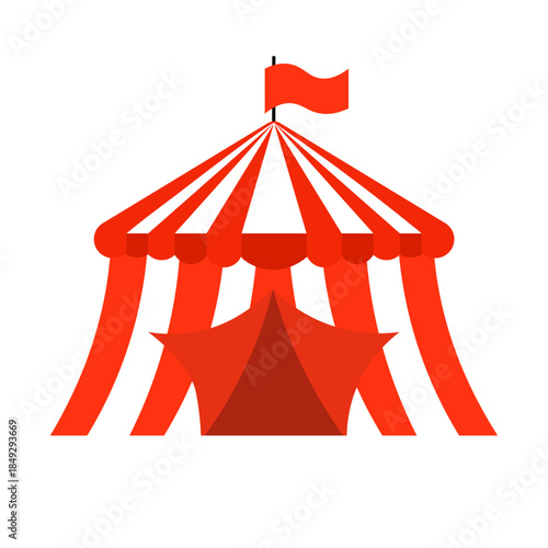 Circus red tent. Vector illustration icon. Good for cards,  posters, banners, posts, and books.
