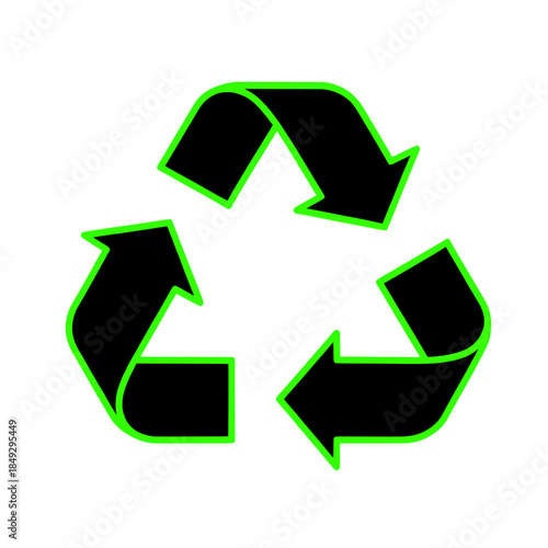 Free Download Black recycling symbol green outline white isolated background, eco-friendly	 - GFXLoad