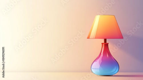 Colorful lamp on a plain backdrop for decorative and artistic purposes