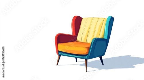 Colorful modern armchair isolated on white background for decoration