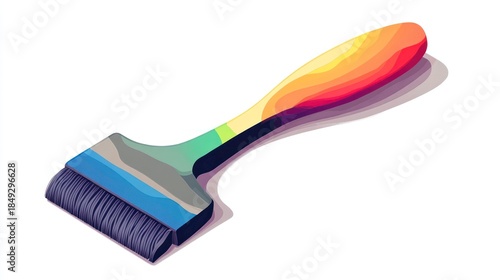 Colorful paint brush illustration artistic tool on white background