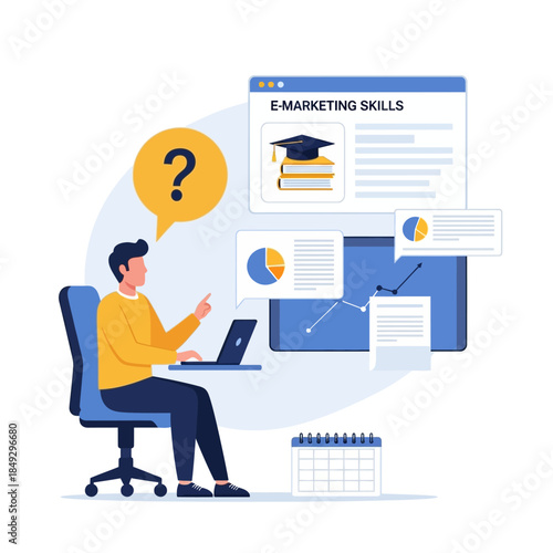 Man Learning E Marketing Skills Online.
