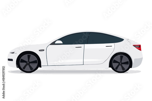 White electric car pixel art animation side view
