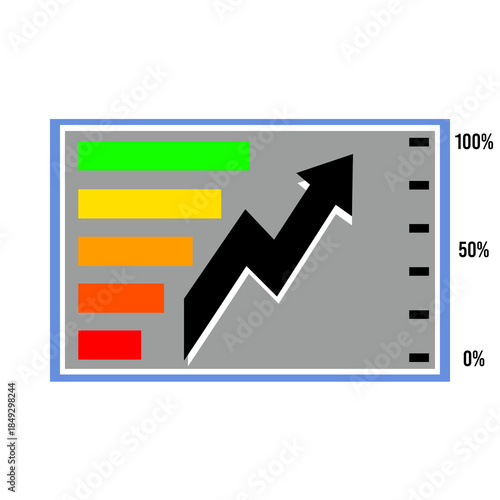 Percentage rising trend arrow seta performance financial. Vector illustration.
