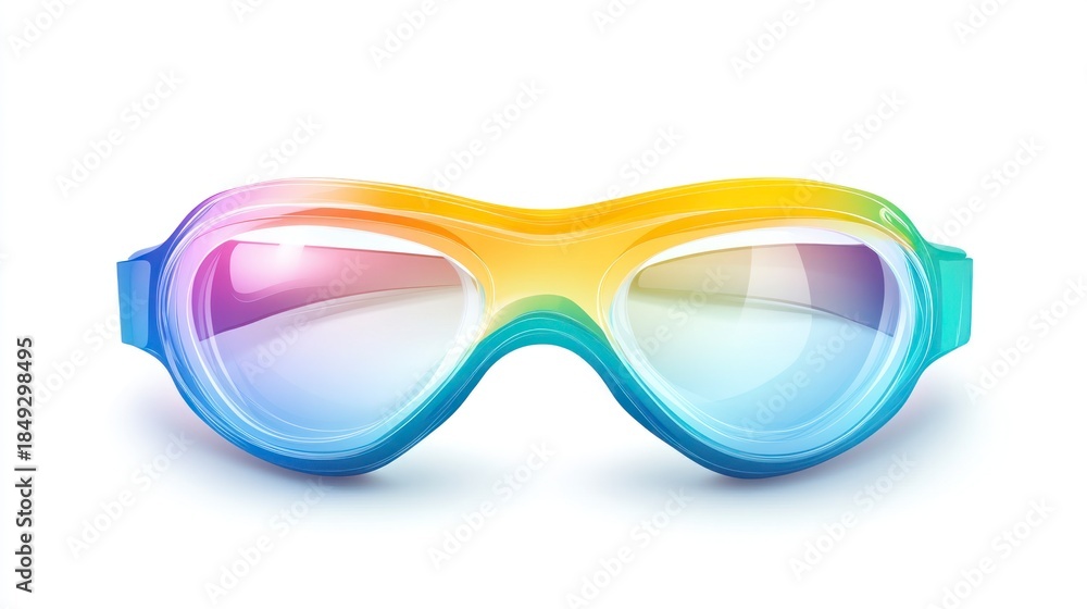 Fototapeta premium Colorful swim goggles isolated on white background for aquatic activities