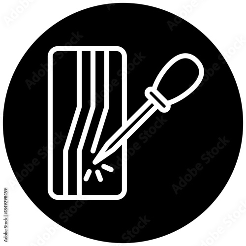 Awl Punch Icon Button, Mini Illustration Relate To Carpentry, Wood Industry. Use For Modern Concept, Ui, Ux Web And App Development.