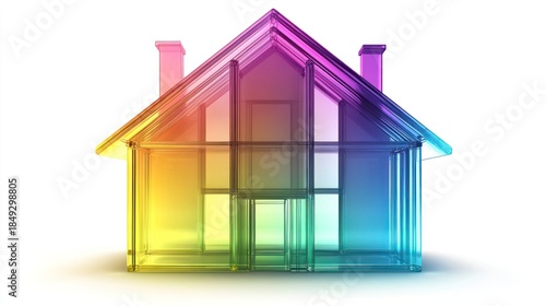 Colorful transparent house illustration isolated on white background design