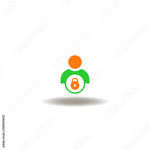 Vector illustration of person and padlock. Symbol of DPO Data Protection Officer. Icon of GDPR.