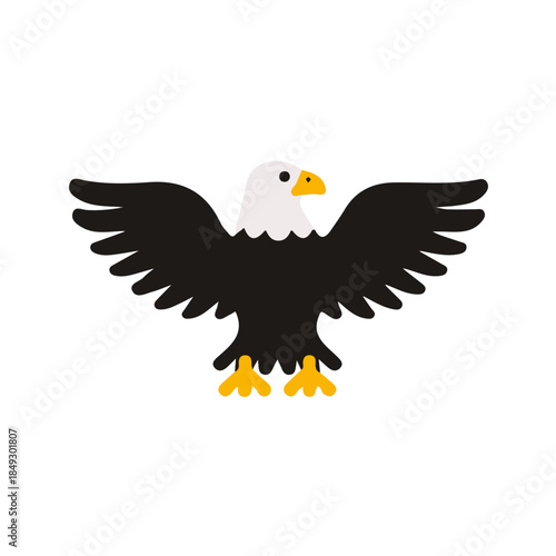Vector, eps, flat design, animation design, simple flat 2D icon, minimalist design, clipart, illustration._A_Simple_flat_2D_icon_of_an_eagle_isolated_on_a_white