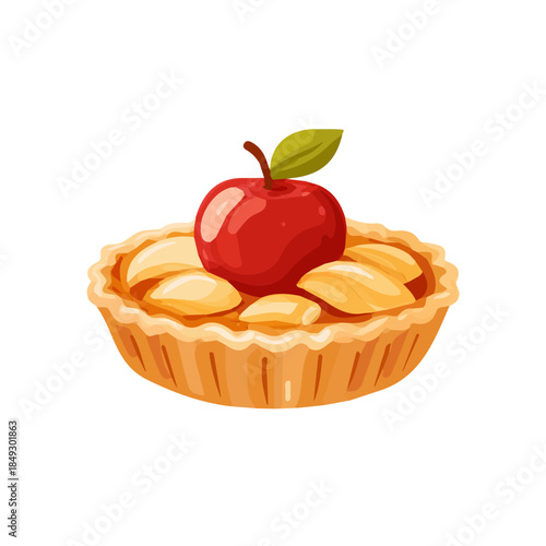 2D_icon_apple_cinnamon_tartlet_isolated_Vector, eps, flat design, animation design, simple flat 2D icon, minimalist design, clipart, illustration.