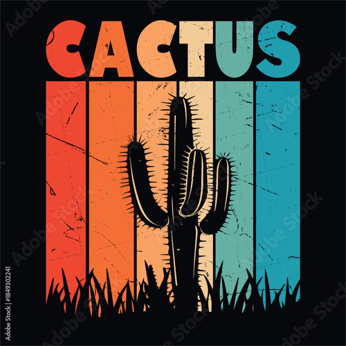 Desert Cactus Aesthetic Funny Retro Vintage Cactus Plant T-shirt Design