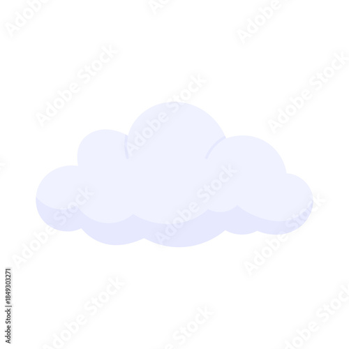 Soft cloud illustration in flat vector style with gentle shapes, minimal weather element for calm design, cloud isolated on white background, cloud symbol