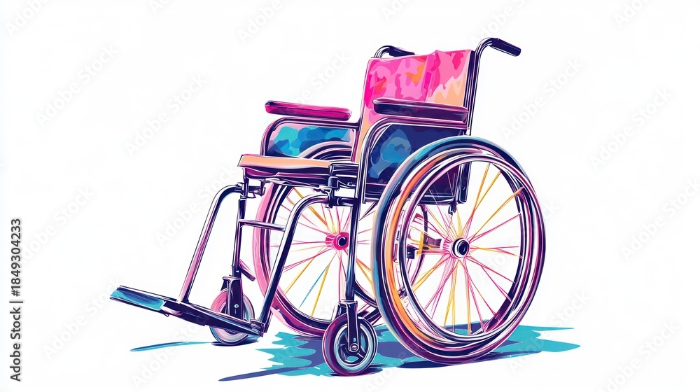 Fototapeta premium Illustrated wheelchair on white background accessibility and mobility concept