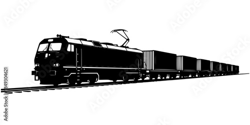 High Speed Rail Freight Logistics Vector Silhouette