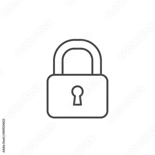 A simple line illustration of an open padlock with a keyhole on its front face