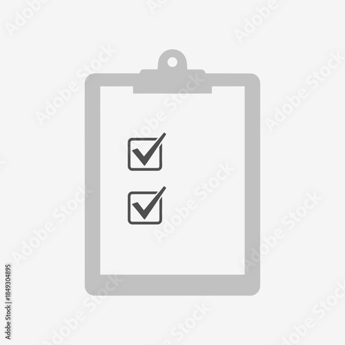 A checklist on a clipboard with two checked boxes, symbolizing task completion and organization in a simple illustration