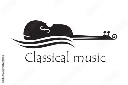monochrome illustration of violin isolated on white background
