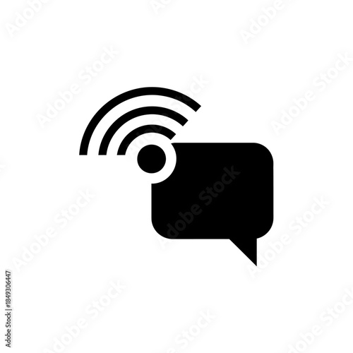 Speech Bubble with Wireless Signal Icon.