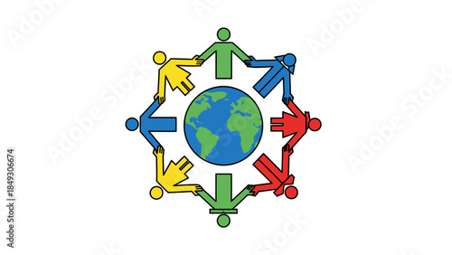 Global Unity and Diversity People Around the World Illustration.