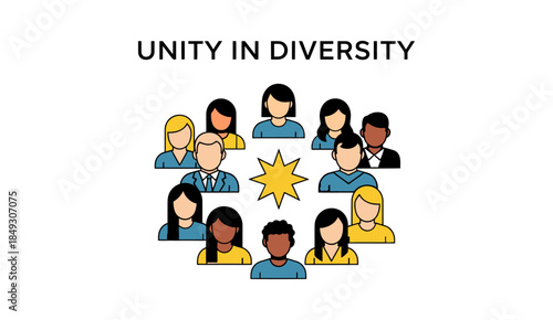 Unity in Diversity Concept with Diverse People Avatar Circle