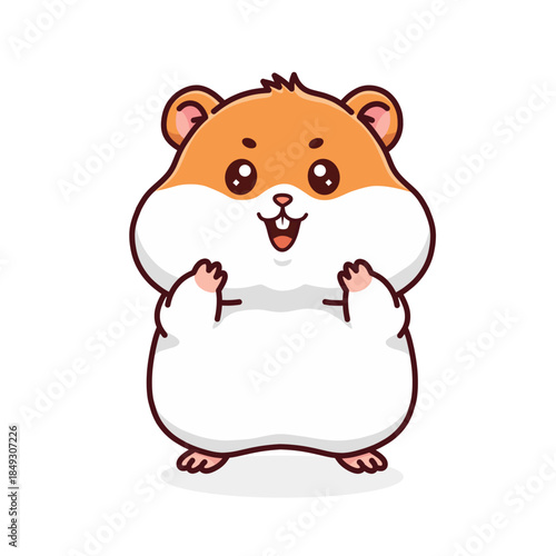 Cute Cartoon Hamster Character Illustration with Happy Expression and Tiny Hands