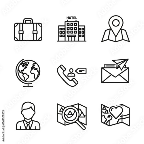 Set of Simple Travel Icons.