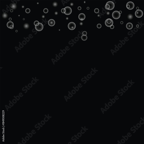 Gray bubbles floating on black background