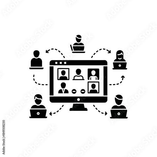 Video Conference Call on Computer Screen.