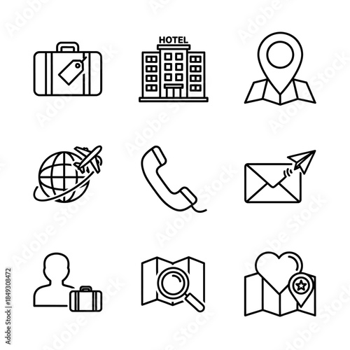 Travel and Communication Icons Set.
