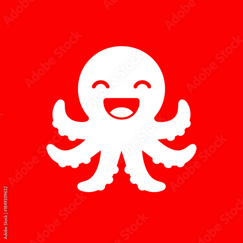 Happy cartoon octopus illustration with a big smile.