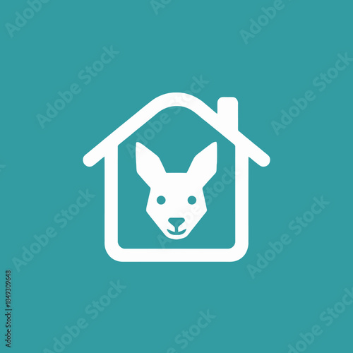 Kangaroo head inside a house outline simple vector illustration.