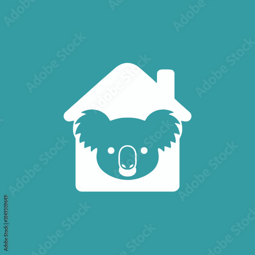 Koala head inside a house icon representing animal shelter or home.