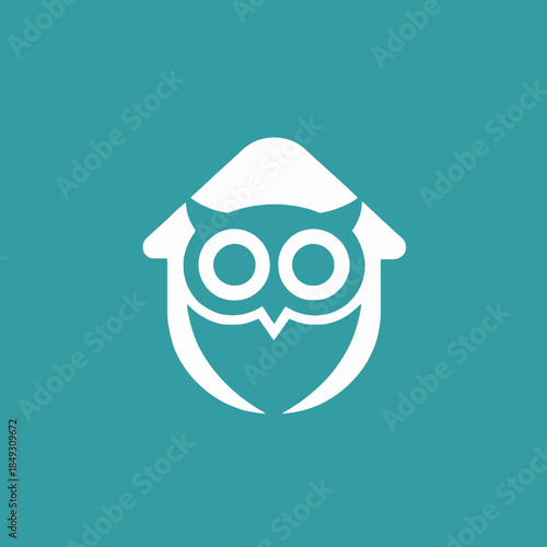 White Owl Logo Design with House Shape.
