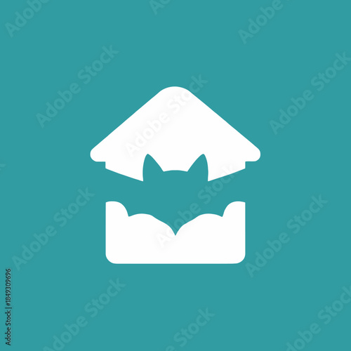 Bat House Icon Symbol Vector Illustration.