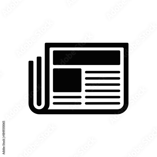 Black and White Icon of a Folded Newspaper Represents Current Events and Information