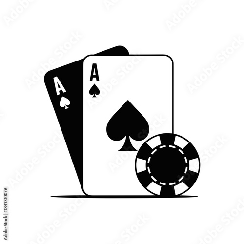 Ace of Spades with Casino Chip for High Stakes Gambling and Winning Big
