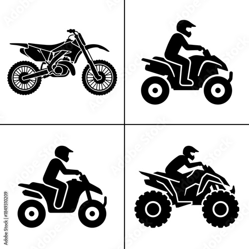 Dirt Bikes and ATVs Collection of Off Road Motorcycle and Quad Silhouette Icons