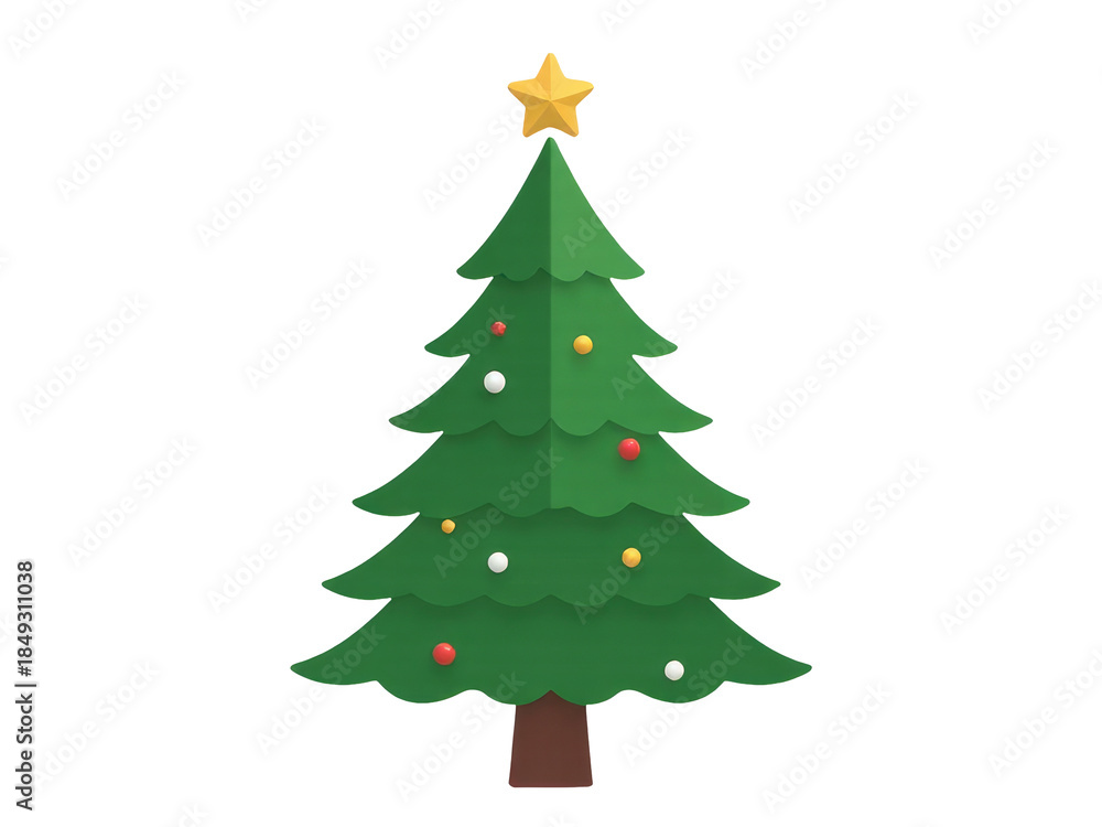 Fototapeta premium A festive Christmas tree with a shining star on top