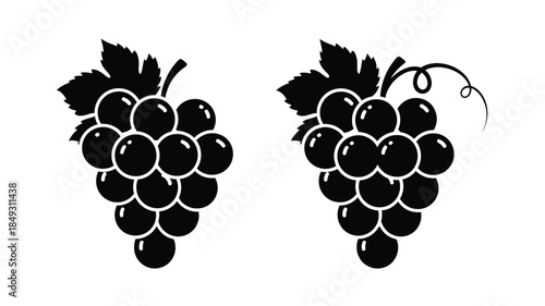 Two bunches of grapes in black and white a striking silhouette