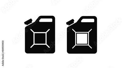 Two black fuel canisters depicted as a bold graphic silhouette